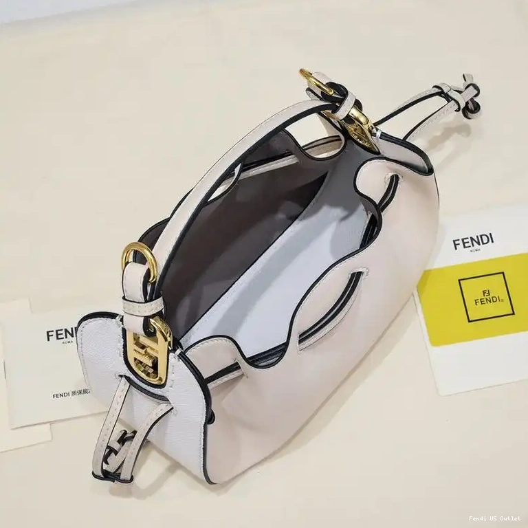 Affordable HOT Calf Leather Fendi Bag Bucket Beige In Pomodorino Mini 0608